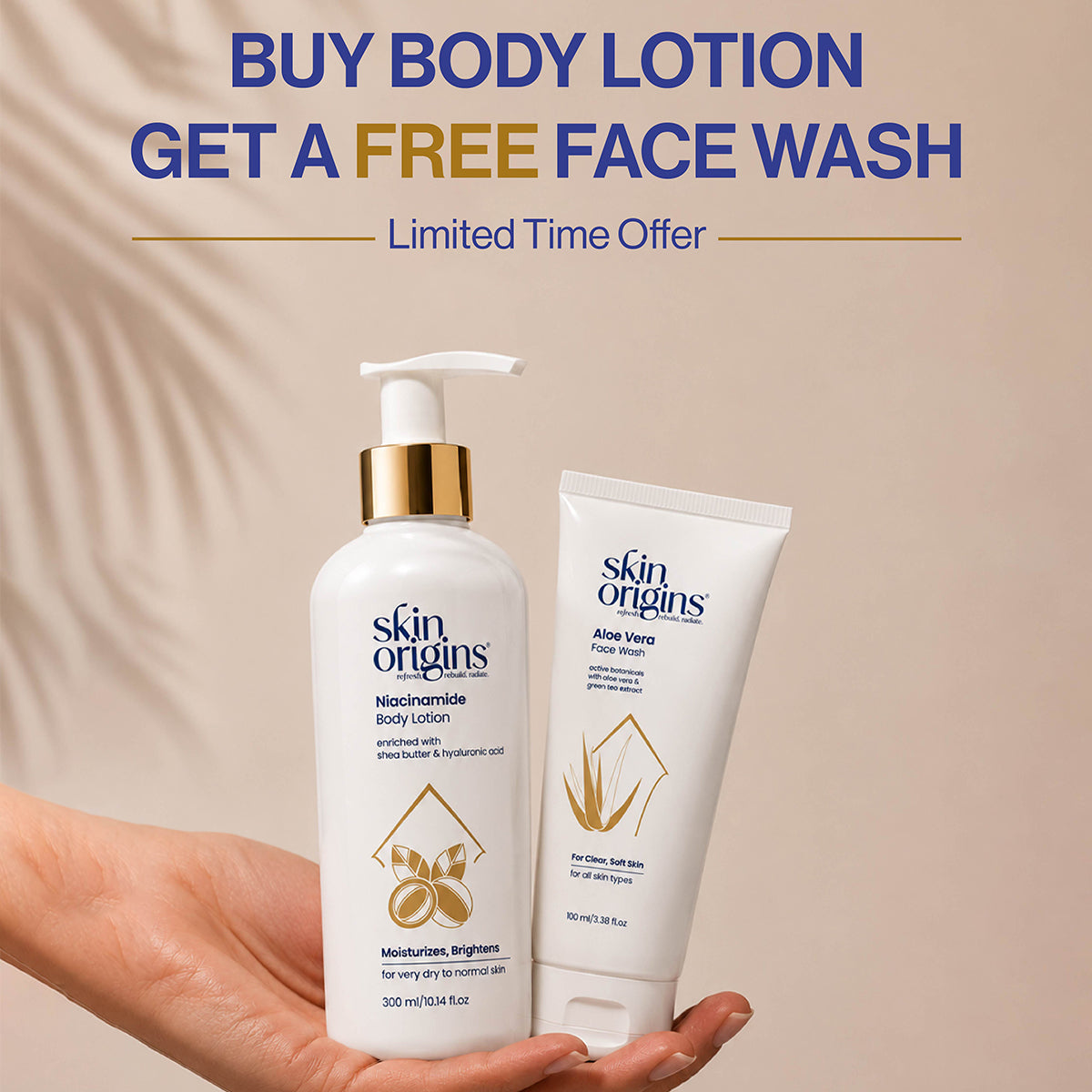 FREE Aloe Vera & Green Tea Face Wash with Every Niacinamide Body Lotion