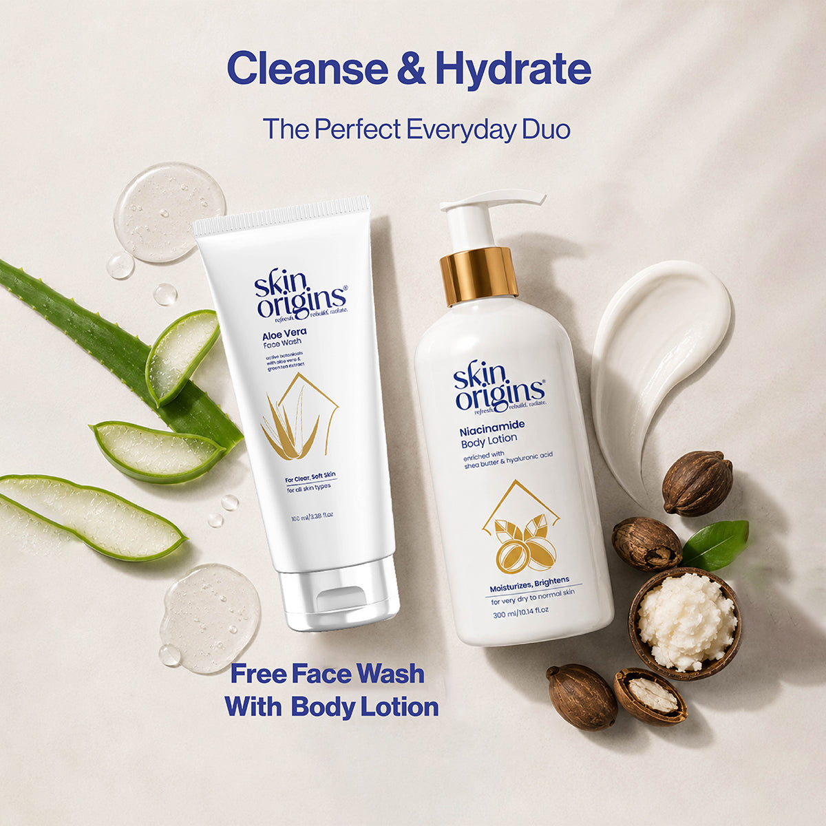 FREE Aloe Vera & Green Tea Face Wash with Every Niacinamide Body Lotion
