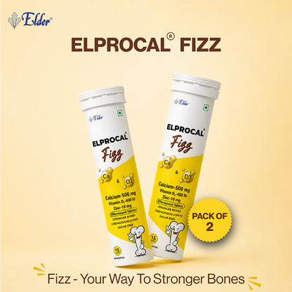 ELPROCAL FIZZ Calcium + Vitamin D3 + Zinc Effervescent Tablets | 30 Tablets | Pack of 2