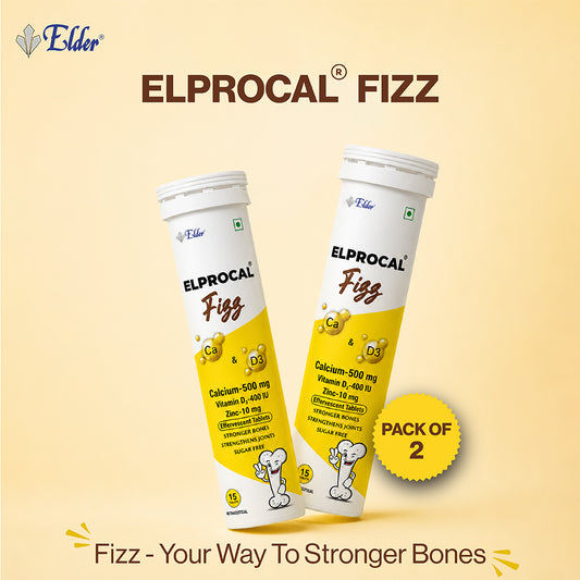 ELPROCAL FIZZ Calcium + Vitamin D3 + Zinc Effervescent Tablets | 30 Tablets | Pack of 2