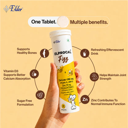 ELPROCAL FIZZ Calcium + Vitamin D3 + Zinc Effervescent Tablets | 30 Tablets | Pack of 2