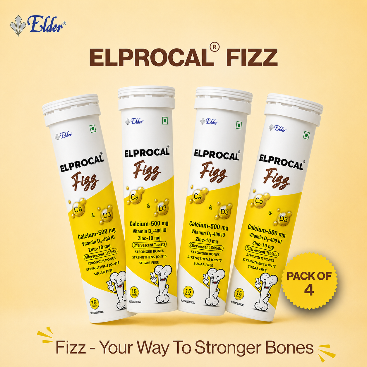 ELPROCAL FIZZ Calcium + Vitamin D3 + Zinc Effervescent Tablets