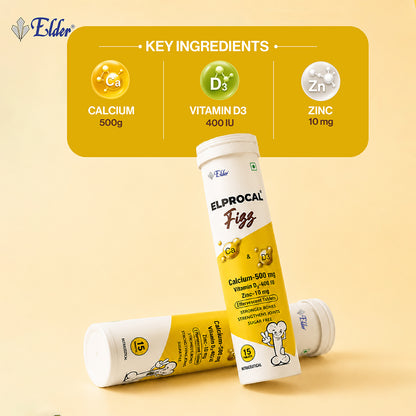 ELPROCAL FIZZ Calcium + Vitamin D3 + Zinc Effervescent Tablets | 30 Tablets | Pack of 2
