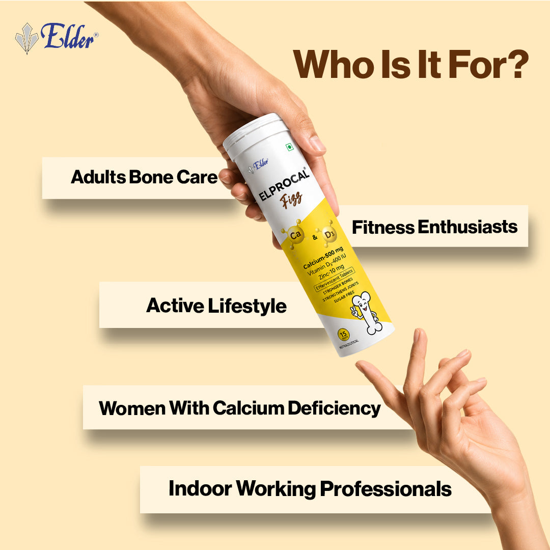 ELPROCAL FIZZ Calcium + Vitamin D3 + Zinc Effervescent Tablets | 30 Tablets | Pack of 2
