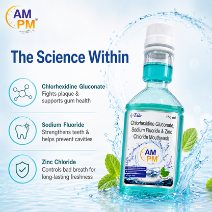 AM PM Antiseptic and Antiplaque  Mouthwash | Alcohol Free | 150ml