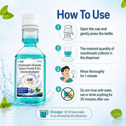 AM PM Antiseptic and Antiplaque  Mouthwash | Alcohol Free | 150ml
