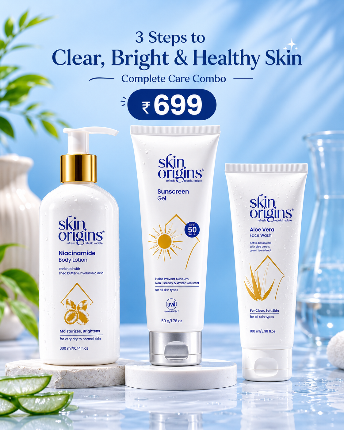 3 Step Complete Care Combo – Cleanse, Protect & Nourish Daily Care Kit