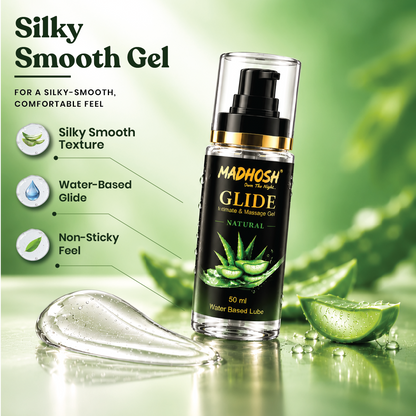 MADHOSH GLIDE Natural Water-Based Intimate & Massage Gel with Aloe Vera – 50 ml