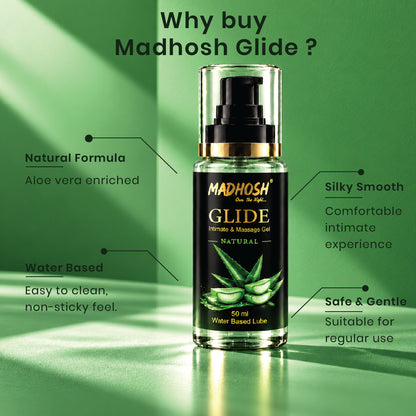 MADHOSH GLIDE Natural Water-Based Intimate & Massage Gel with Aloe Vera – 50 ml
